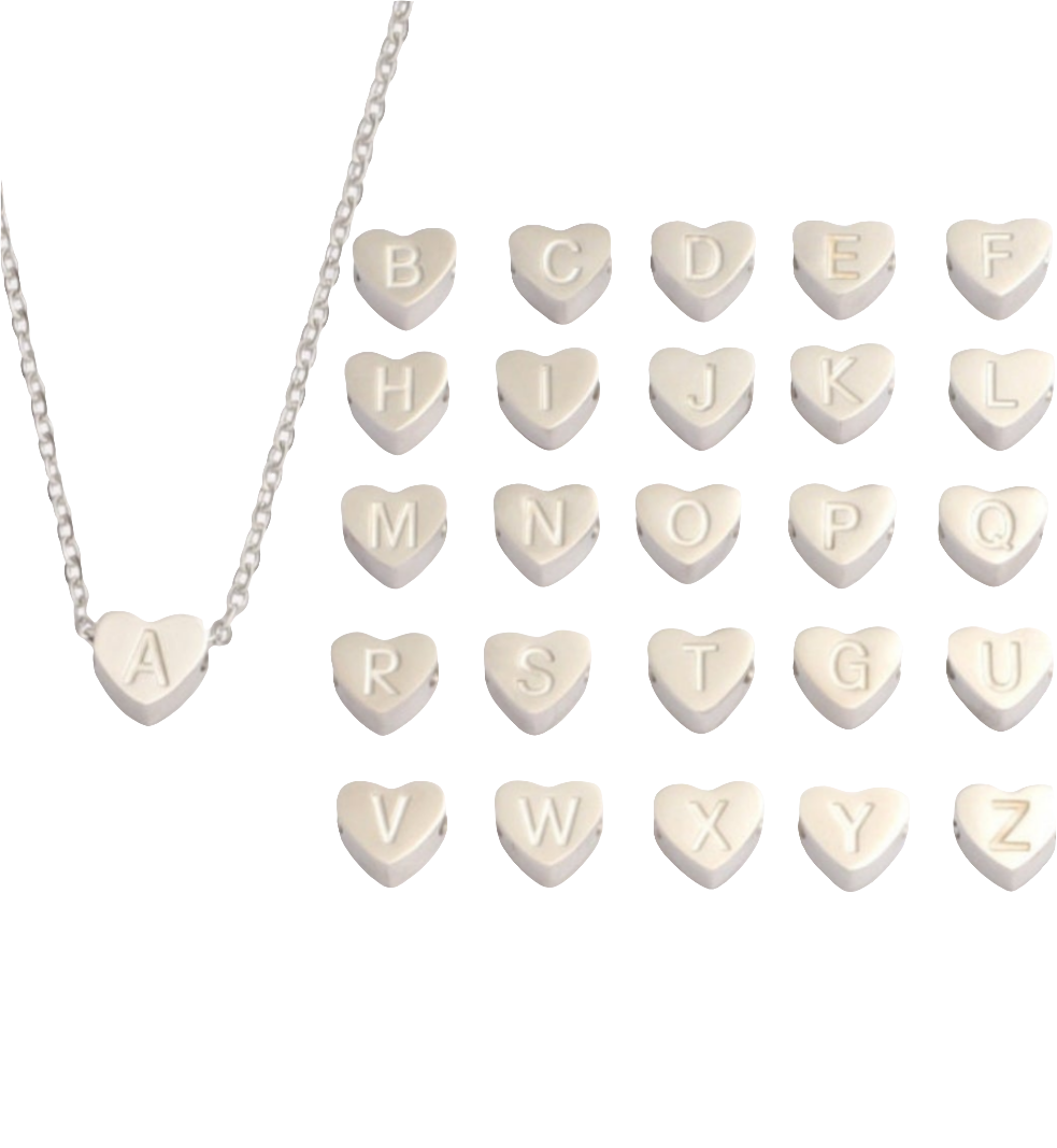 18 Inch Stainless Steel Upper Case Initial Heart Necklace