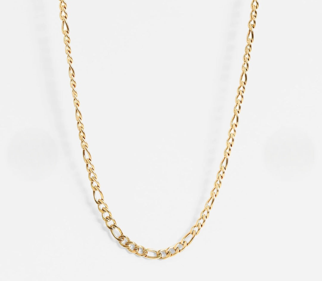 14 inch Stainless Steel 18K Gold Figaro Chain Necklace 3mm