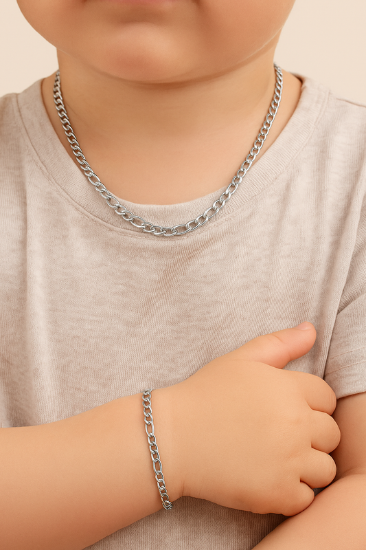 18 Inch Stainless Steel Figaro Necklace