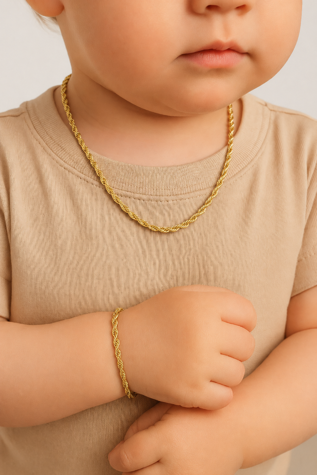 14 inch Stainless Steel 18K Gold Figaro Chain Necklace 3mm