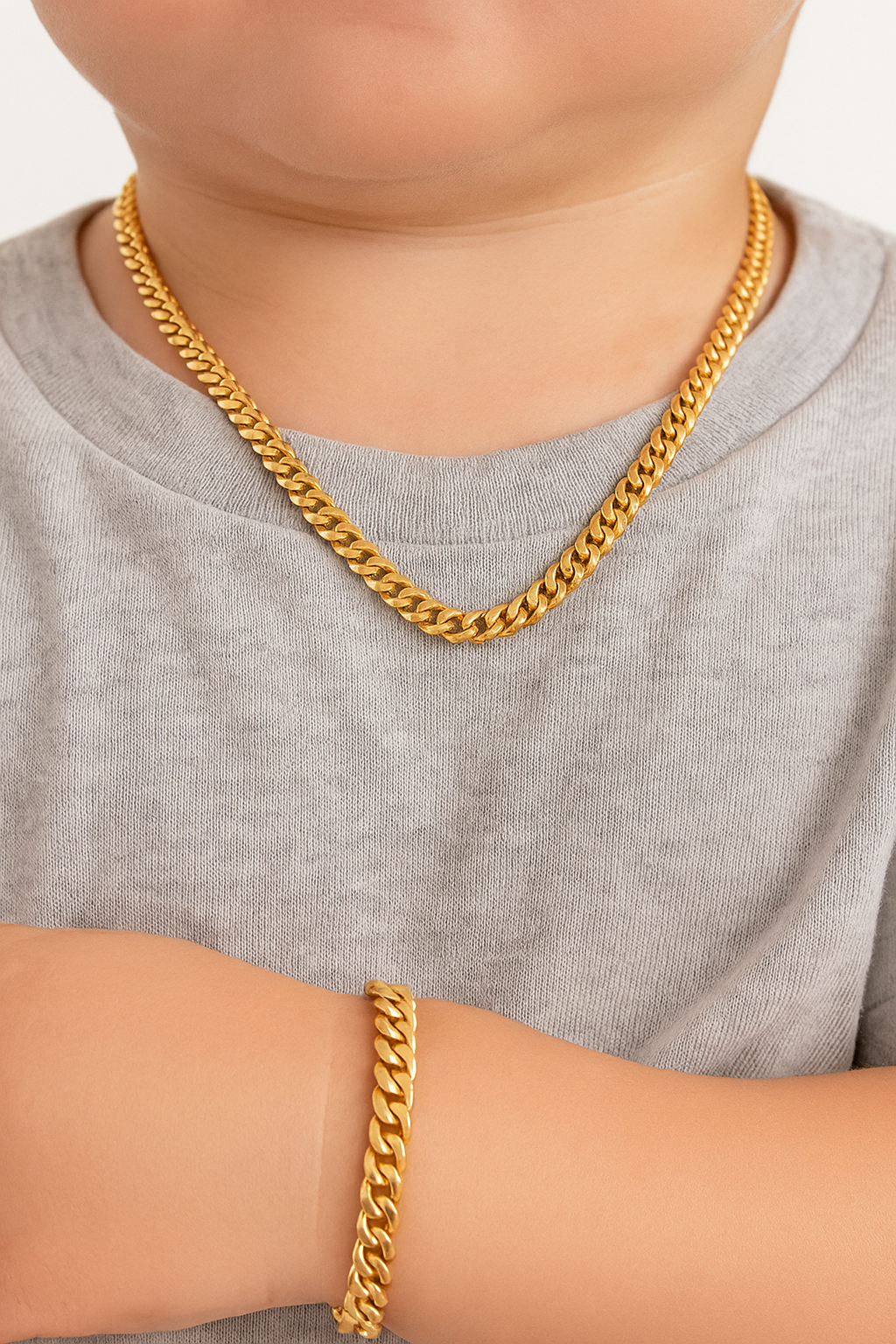 16 inch Stainless Steel 18K Gold Diamond Cut Curb Chain 3mm